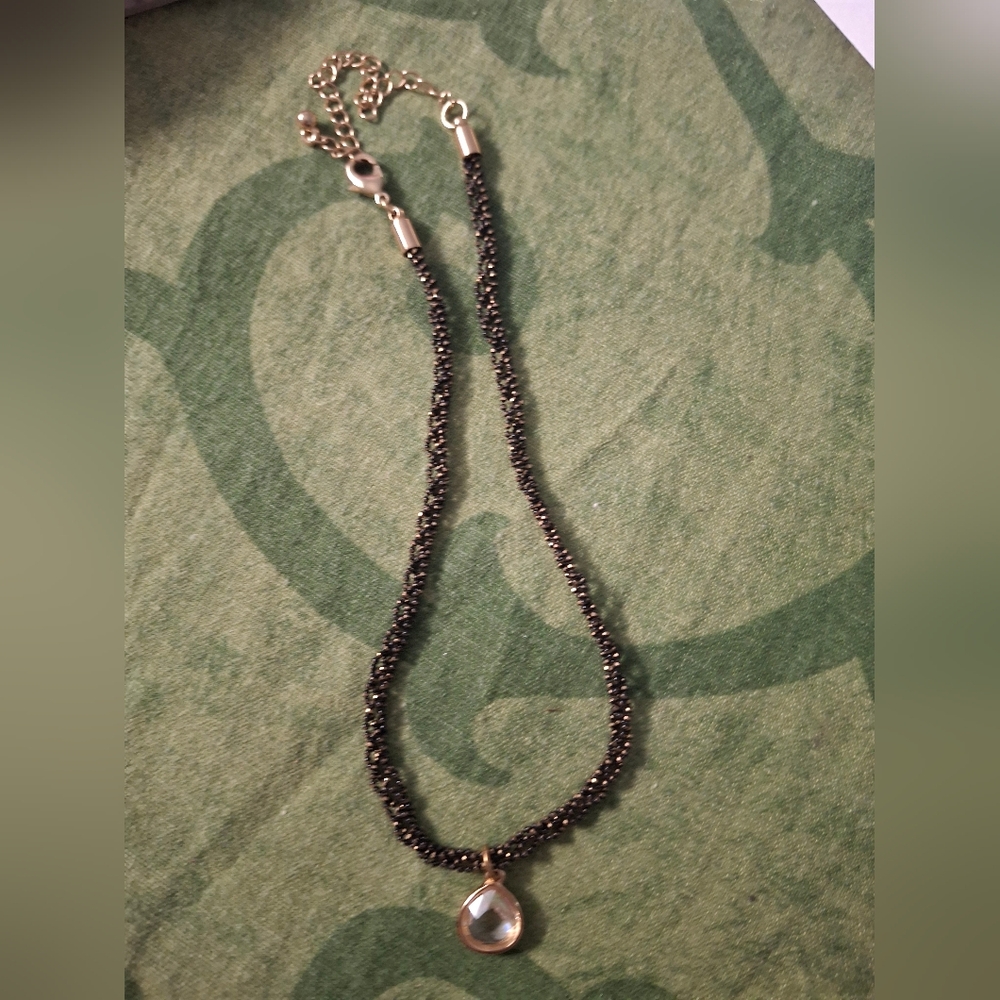 Elegant Black Beaded Necklace with Gold Accents